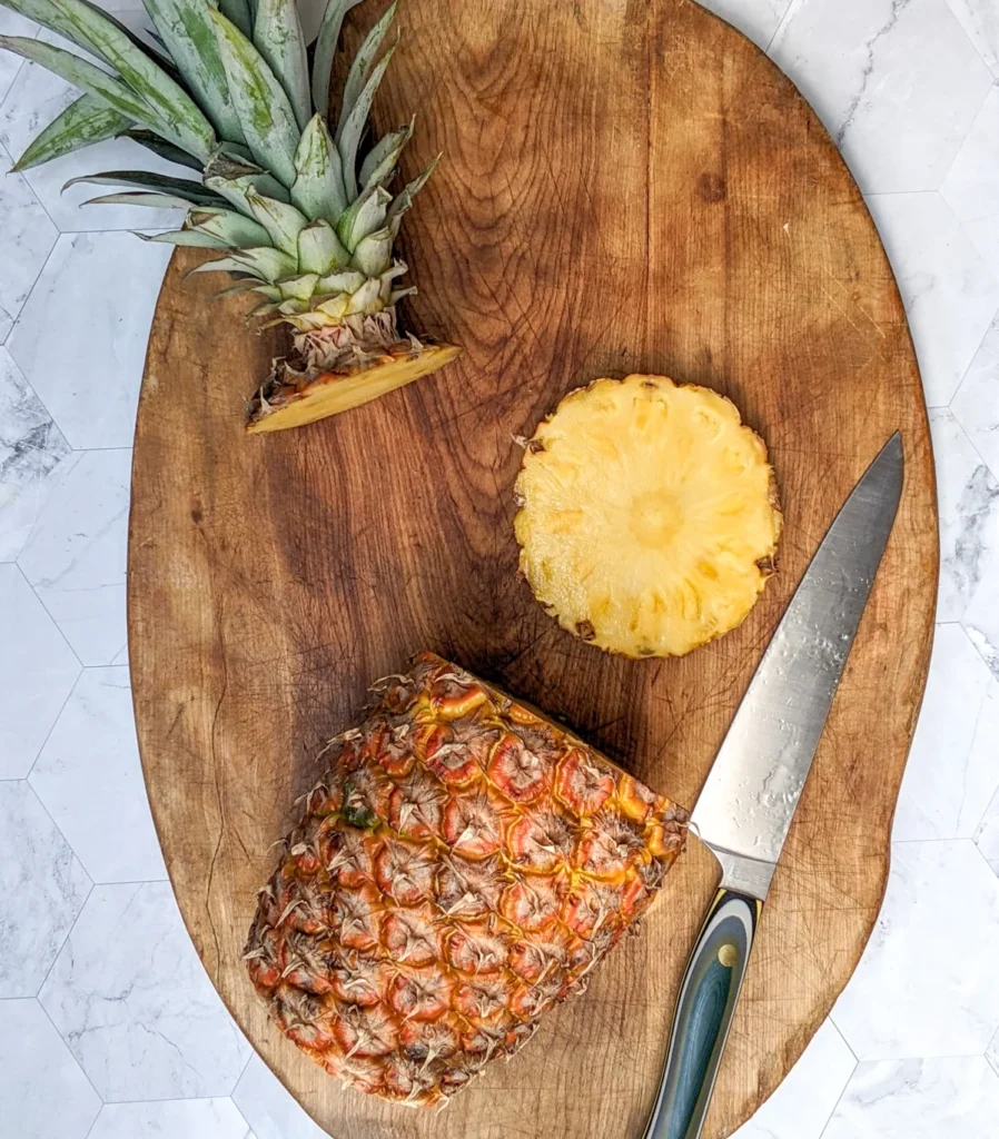 Cut off the Top and Bottom of the Pineapple