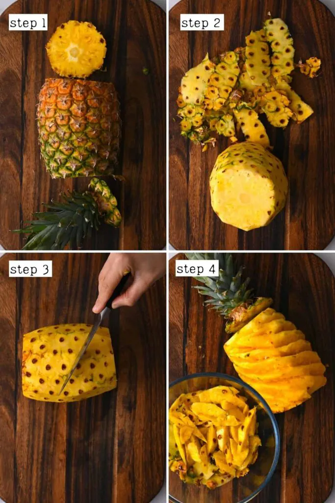 Removing the Eyes Carefully Cut out the Small Brown Spots of Pineapple